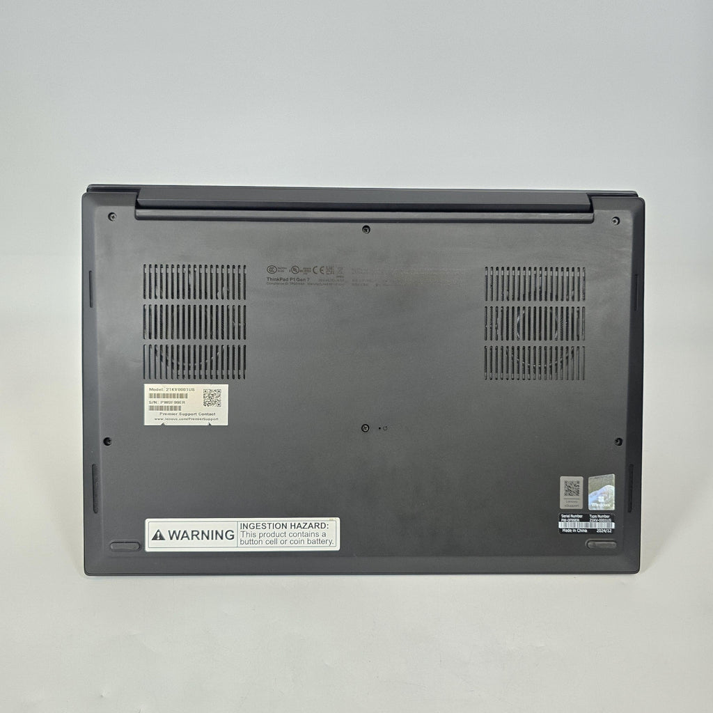 Lenovo ThinkPad P1 Gen 7 16 2024 Black 2.3 GHz Intel Core Ultra 9 32GB RAM 1TB Solid State Drive NVIDIA GeForce RTX 4070 8 GB