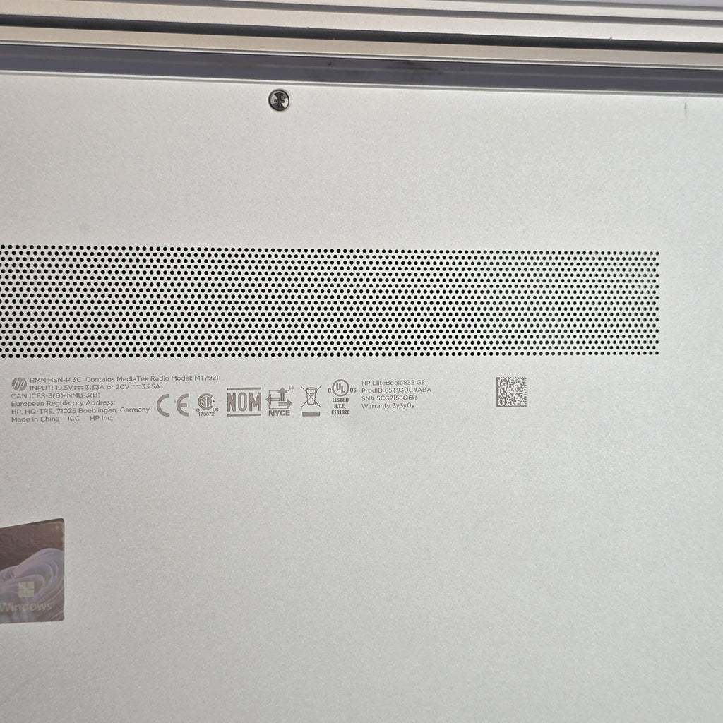 HP Elitebook 835 G8 13.3 Silver 2.3 GHz AMD Ryzen 5 Pro 5650U 16GB RAM 256GB Solid State Drive