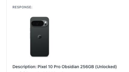 Google Pixel 10 Pro 256GB Obsidian (GSM Unlocked)